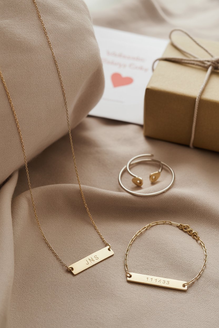 Joyería minimalista personalizada (iniciales o coordenadas)