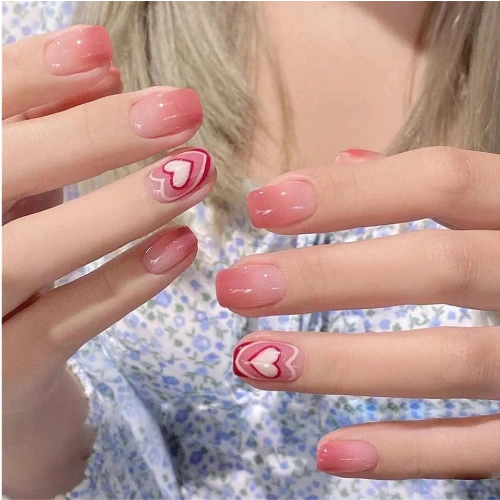 uñas rosa san valentin